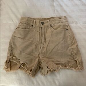 American Eagle Outfitters Beige High-Rise Jean Shorts
